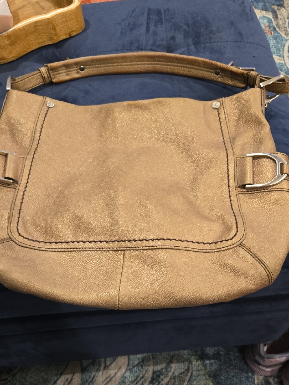 Cole Haan Leather Shoulder Bag in Tan/Gold
